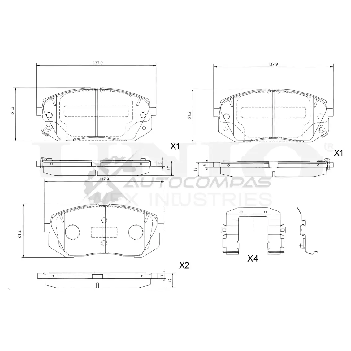 Колодки тормозные дисковые передние UNIO 1441314820 BRP-20463 5VML U