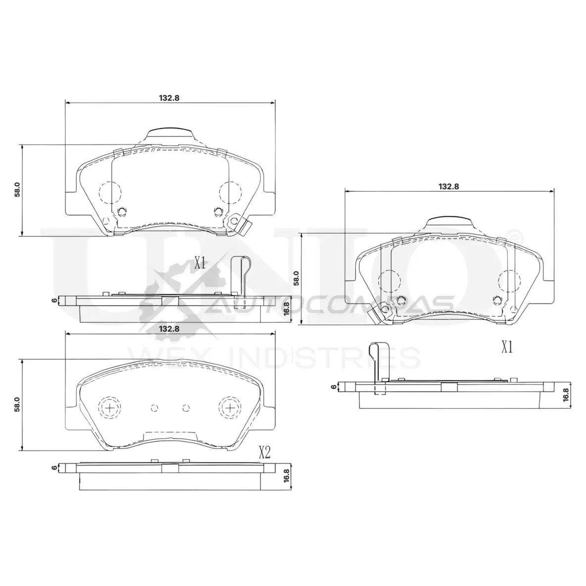 Колодки тормозные дисковые передние UNIO 1441314822 BRP-20272 EFX0 U