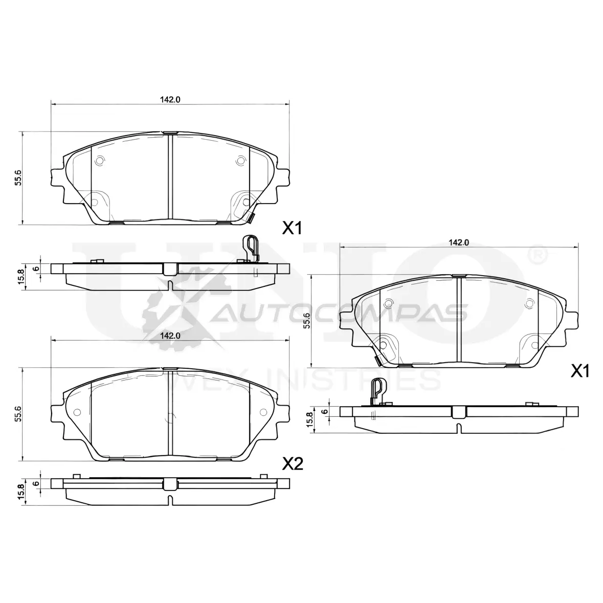 Колодки тормозные дисковые передние UNIO 1441314829 BRP-20297 RP3XPD Q