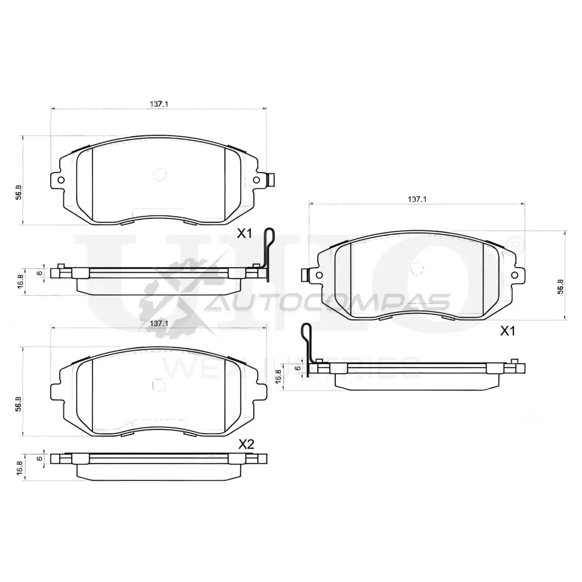 Колодки тормозные дисковые передние UNIO 1441314830 5 Y1B9 BRP-20374