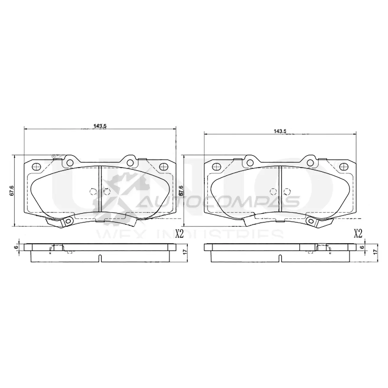 Колодки тормозные дисковые передние UNIO BRP-20003 OEL B9O 1441314838