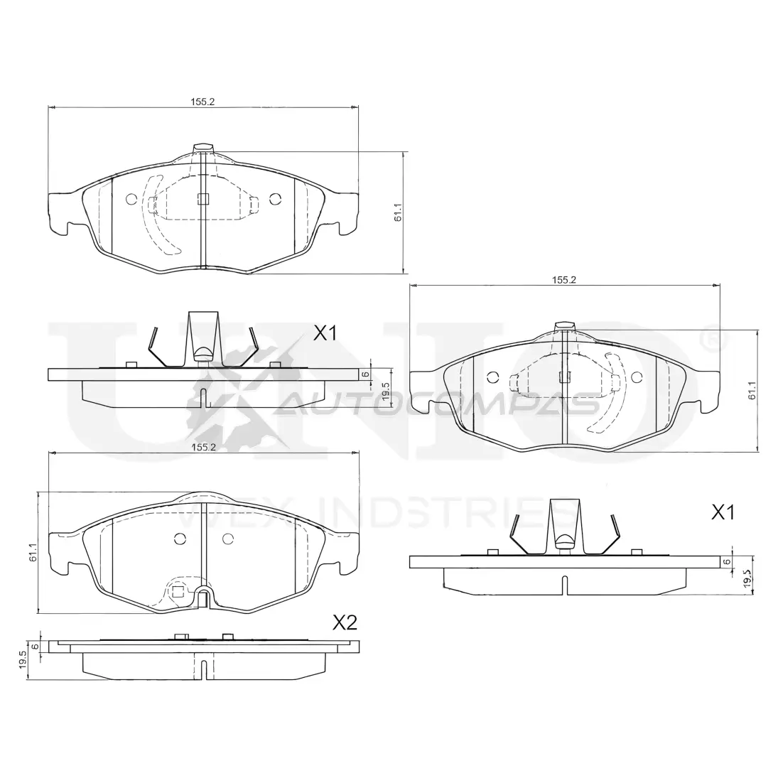 Колодки тормозные дисковые передние UNIO 1441314844 BRP-20135 Q 7WR2