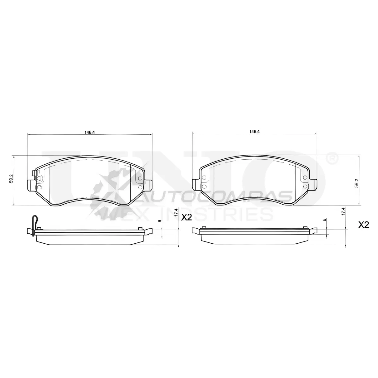 Колодки тормозные дисковые передние UNIO 8E XDEY BRP-20152 1441314846