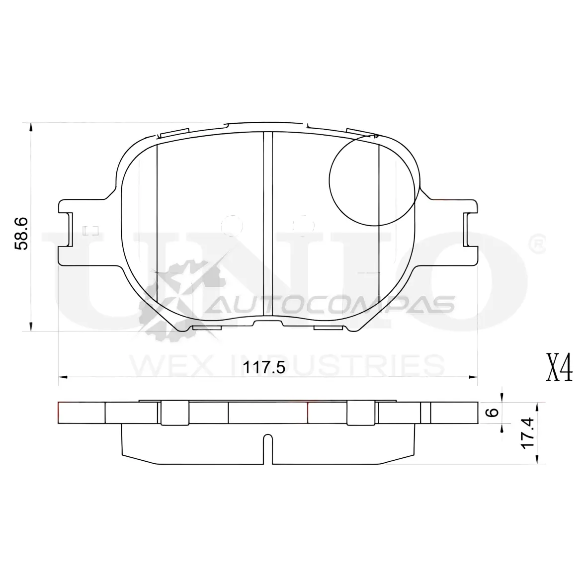 Колодки тормозные дисковые передние UNIO BRP-20262 VOP 82 1441314851