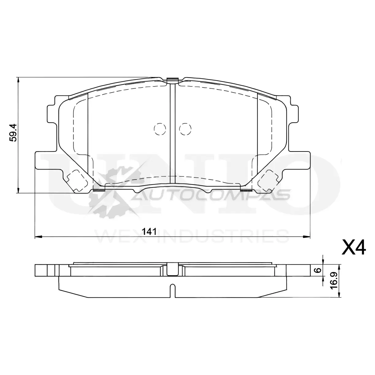 Колодки тормозные дисковые передние UNIO BRP-20302 1441314854 KMSC O
