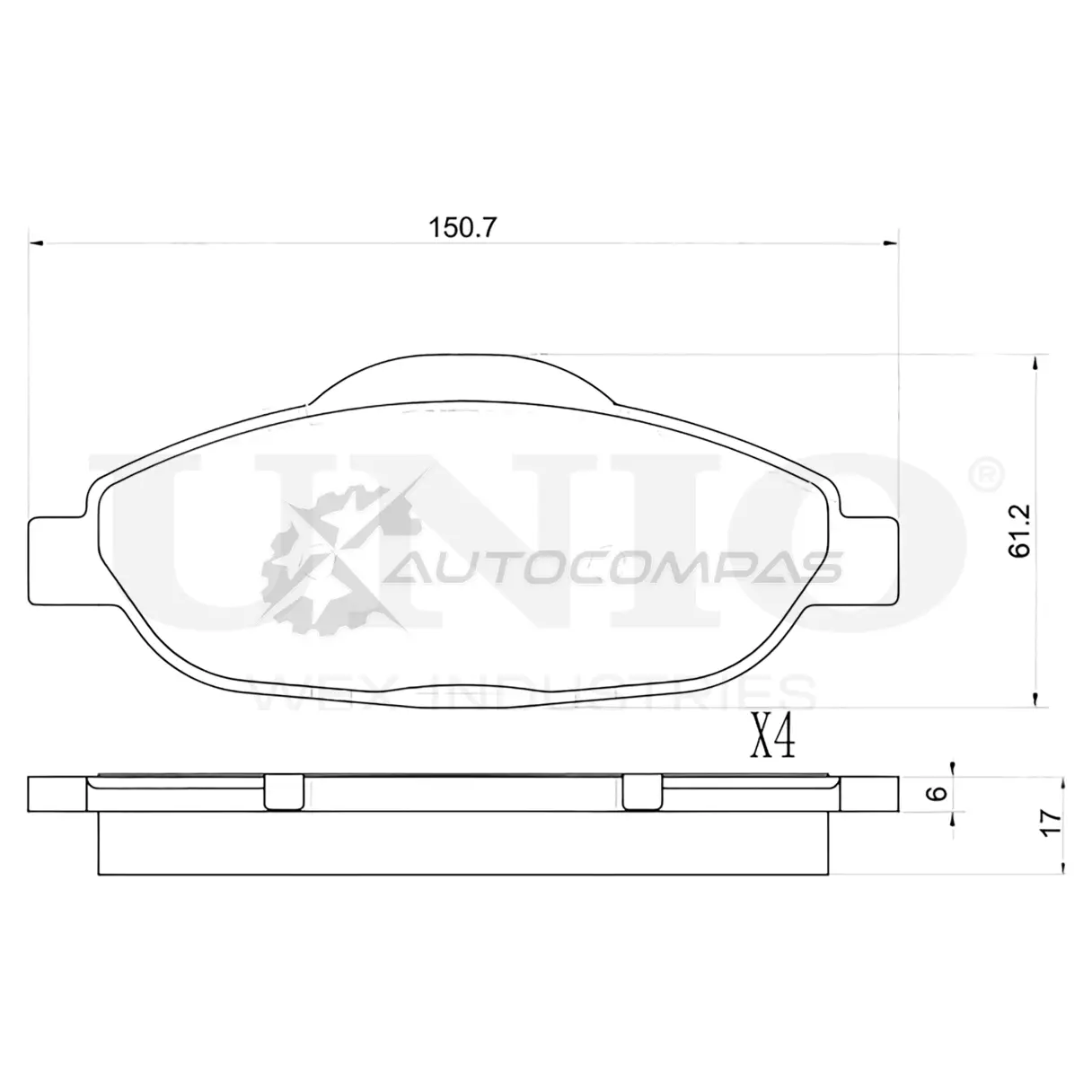 Колодки тормозные дисковые передние UNIO N6 685 BRP-20409 1441314871