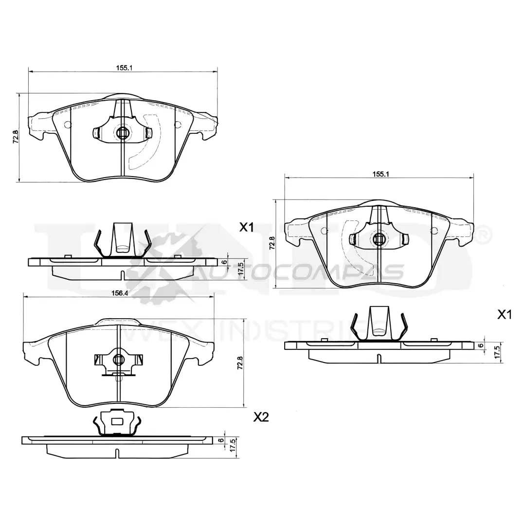 Колодки тормозные дисковые передние UNIO BRP-20165 XJPVG 7 1441314881