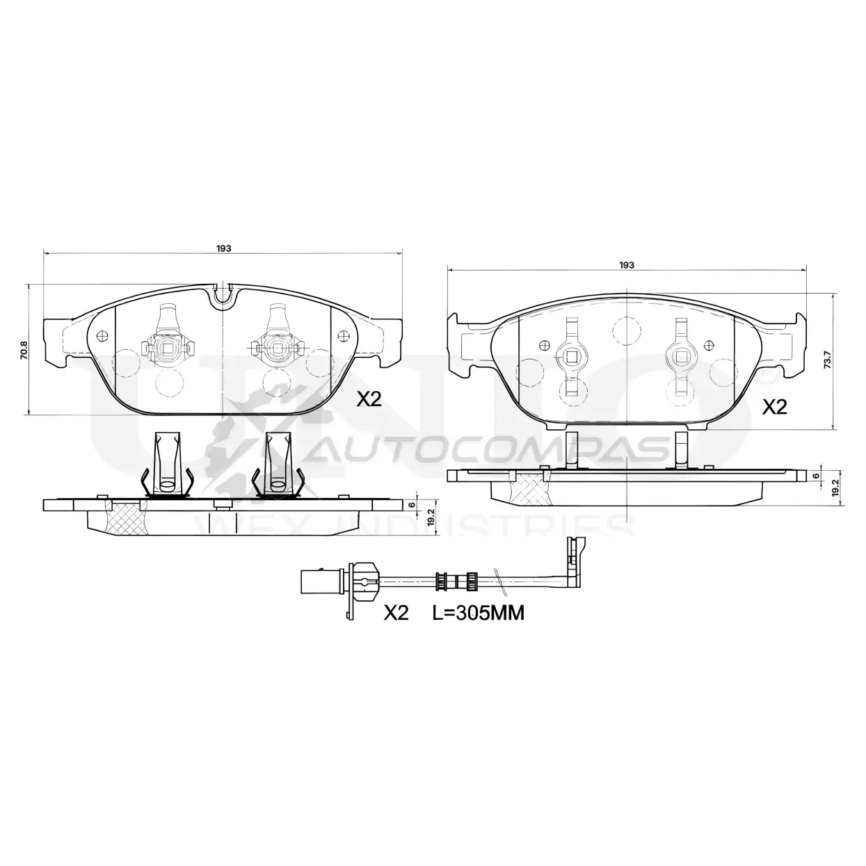 Колодки тормозные дисковые передние UNIO 1441314887 28 Y7REM BRP-20344