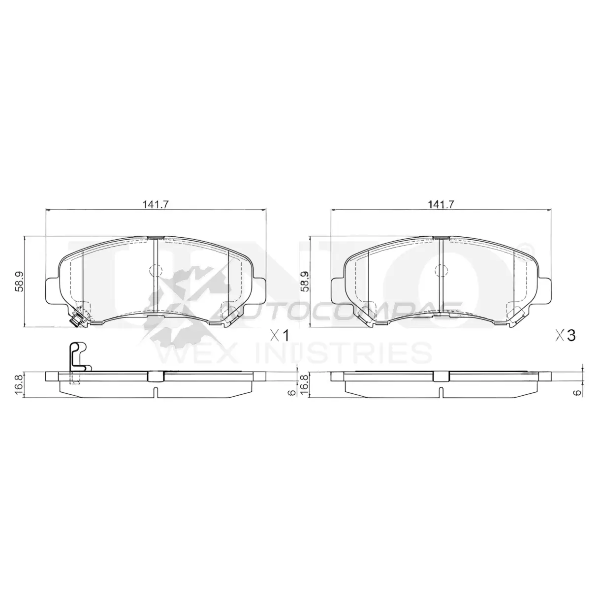 Колодки тормозные дисковые передние UNIO 1441314889 BRP-20332 8I U9DX
