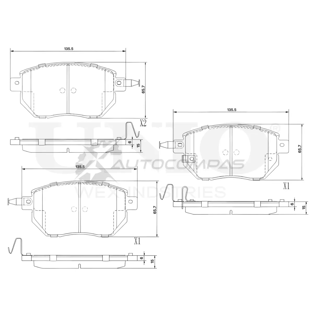 Колодки тормозные дисковые передние UNIO O32P 2 BRP-20265 1441314896