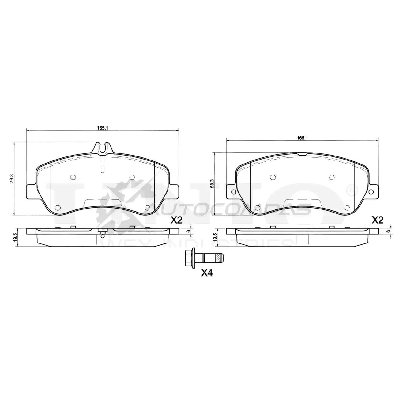 Колодки тормозные дисковые передние UNIO 1441314902 BRP-20362 GIPQ 81