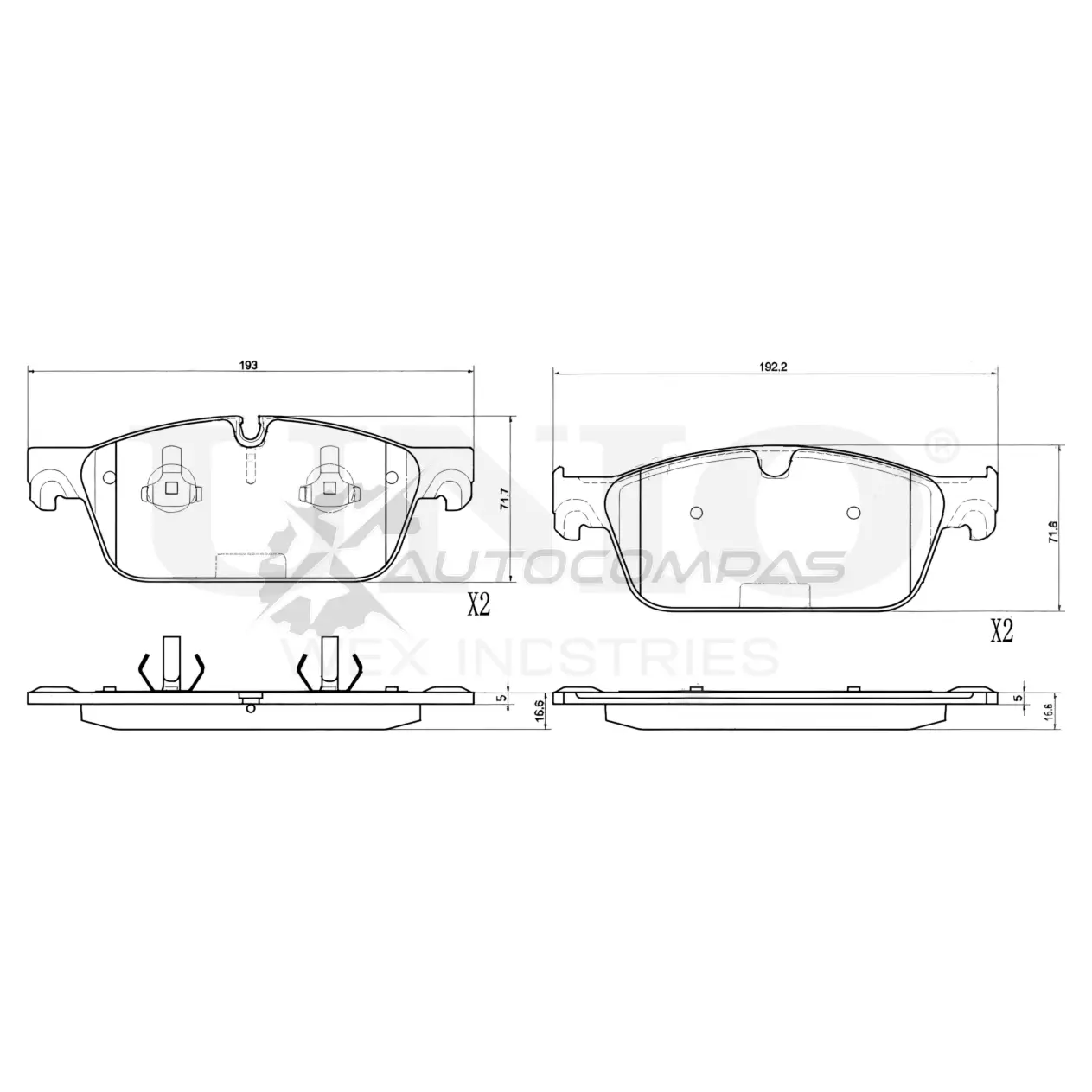 Колодки тормозные дисковые передние UNIO 1441314903 BRP-20363 8CZ6 3