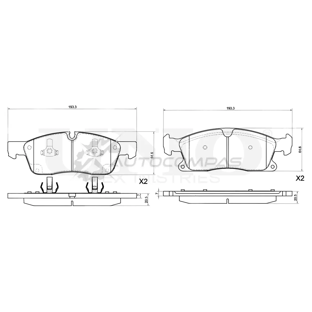 Колодки тормозные дисковые передние UNIO BRP-20443 1441314904 G 5BYHX изображение 0