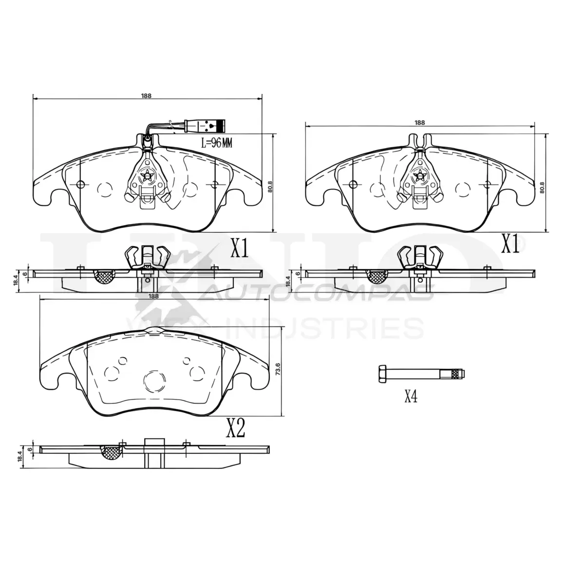 Колодки тормозные дисковые передние UNIO 1441314912 BRP-20267 2G 7GI