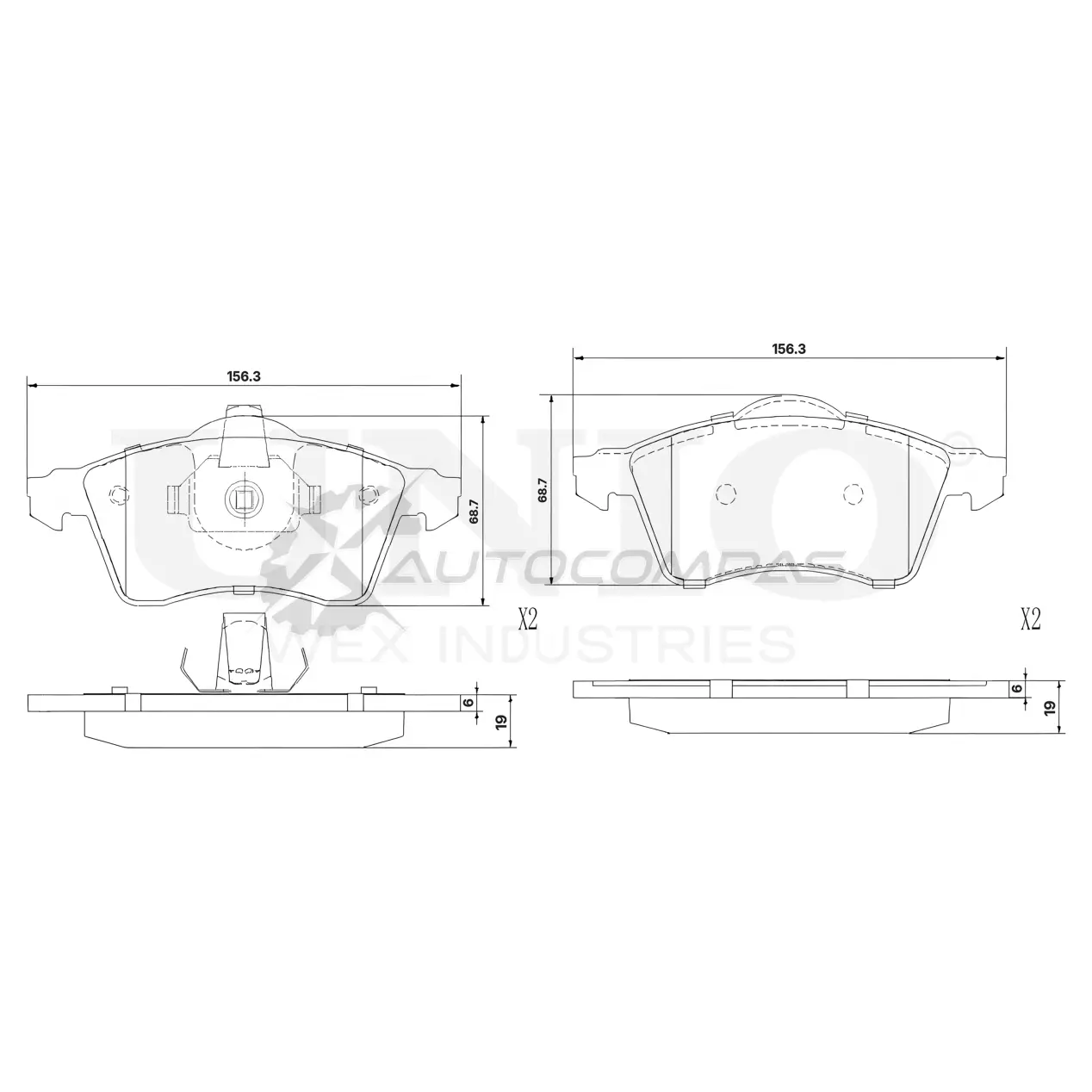 Колодки тормозные дисковые передние UNIO O JF4W 1441314929 BRP-20077