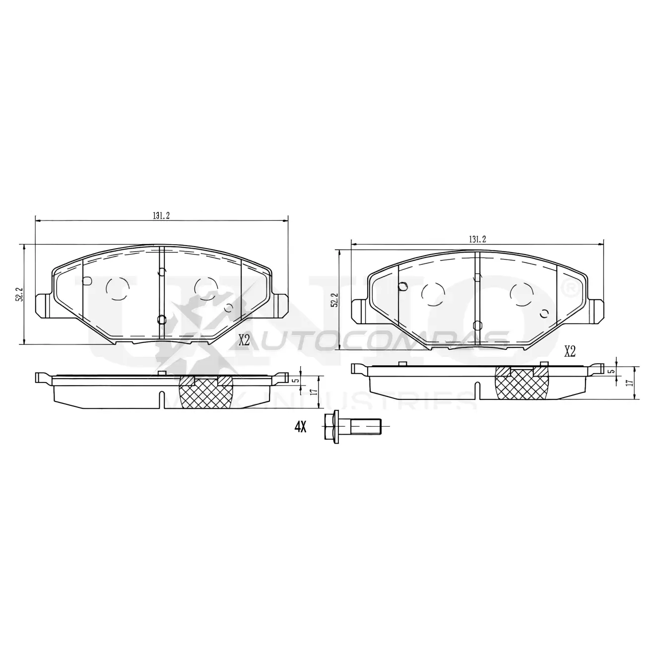 Колодки тормозные дисковые передние UNIO VZS RJ BRP-20121 1441314931 изображение 0