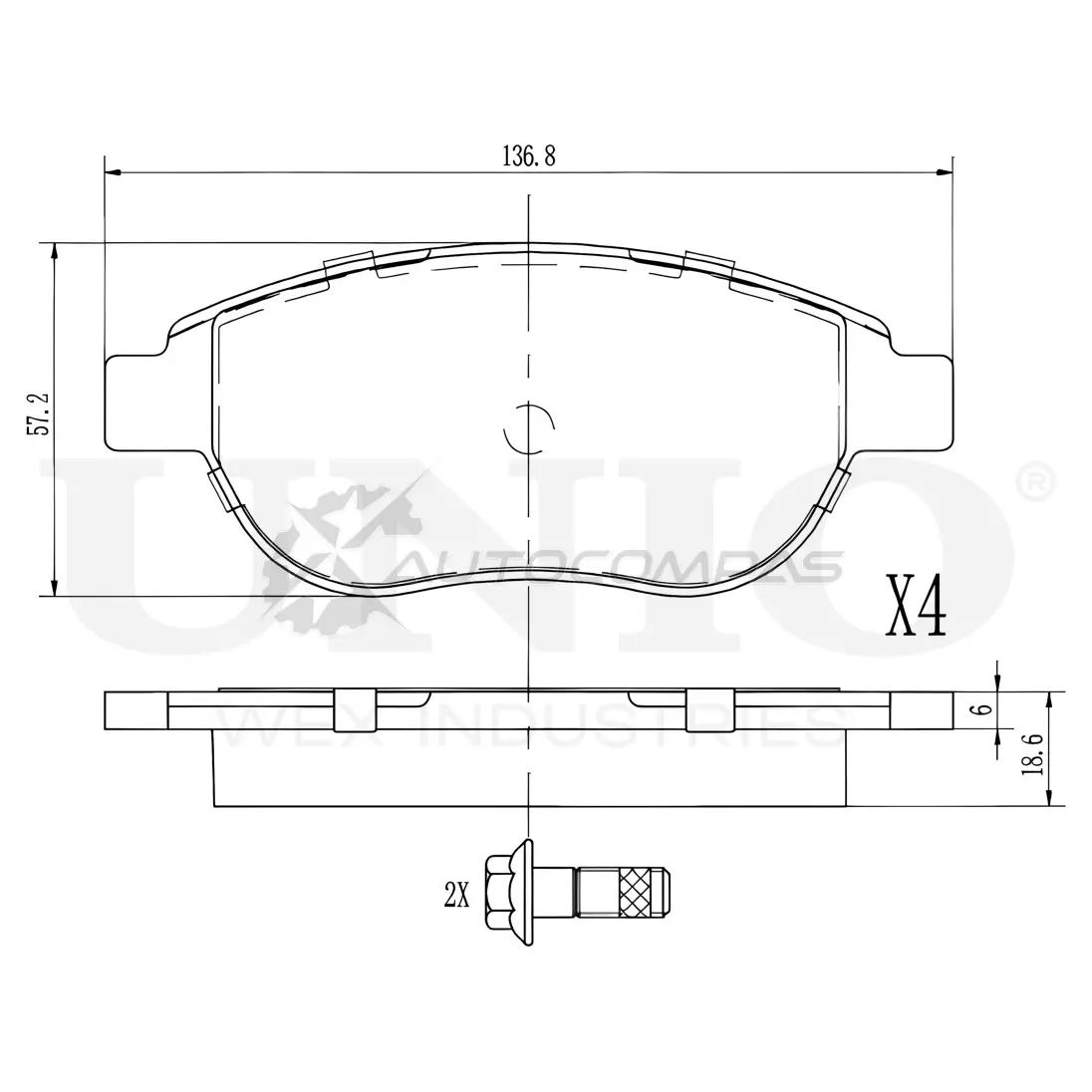 Колодки тормозные дисковые передние UNIO 1441314933 BRP-20186 JIZ H930