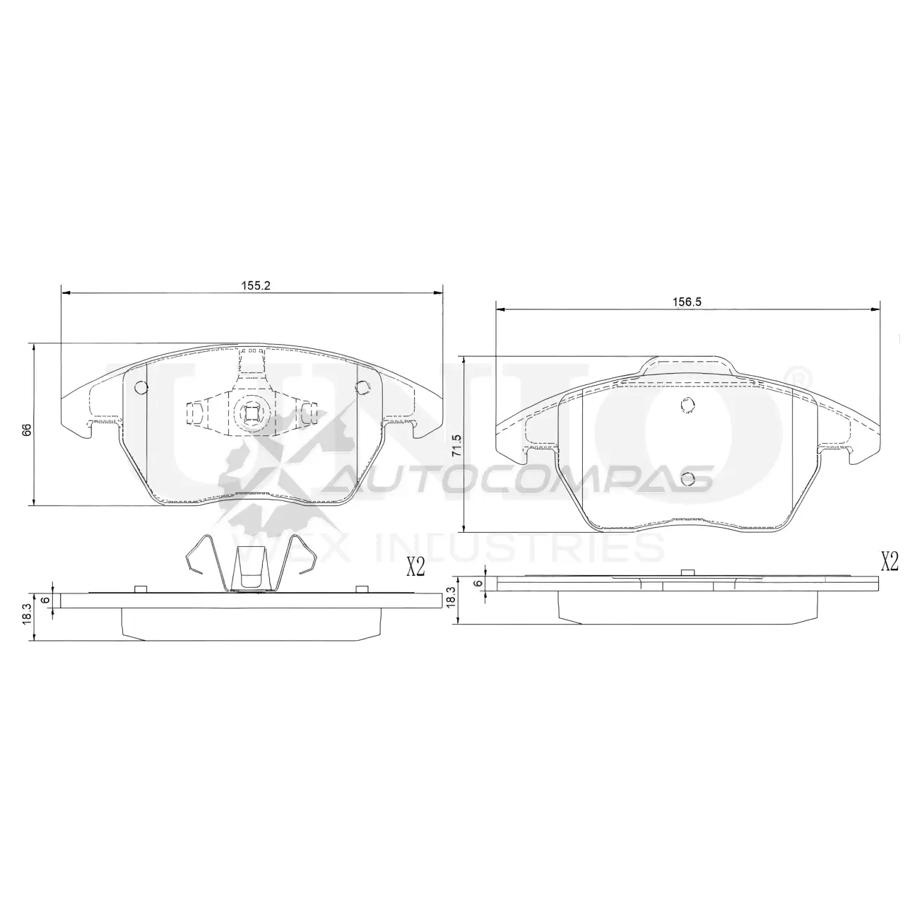 Колодки тормозные дисковые передние UNIO BRP-20163 1441314936 94GZ DAJ