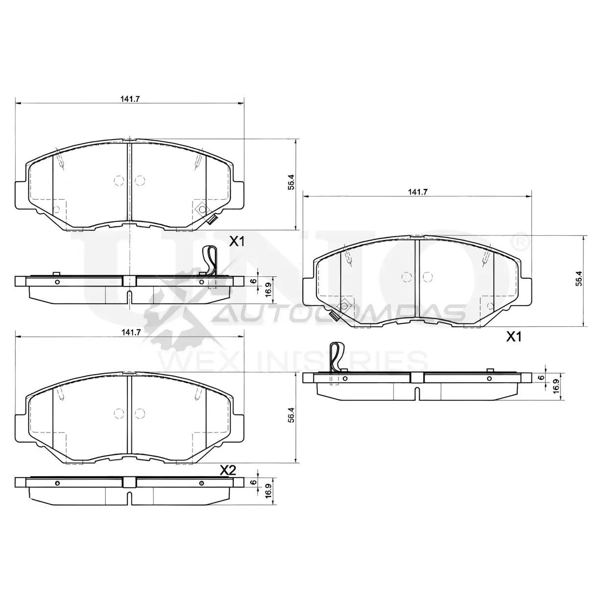 Колодки тормозные дисковые передние UNIO 22EV W BRP-20237 1441314939