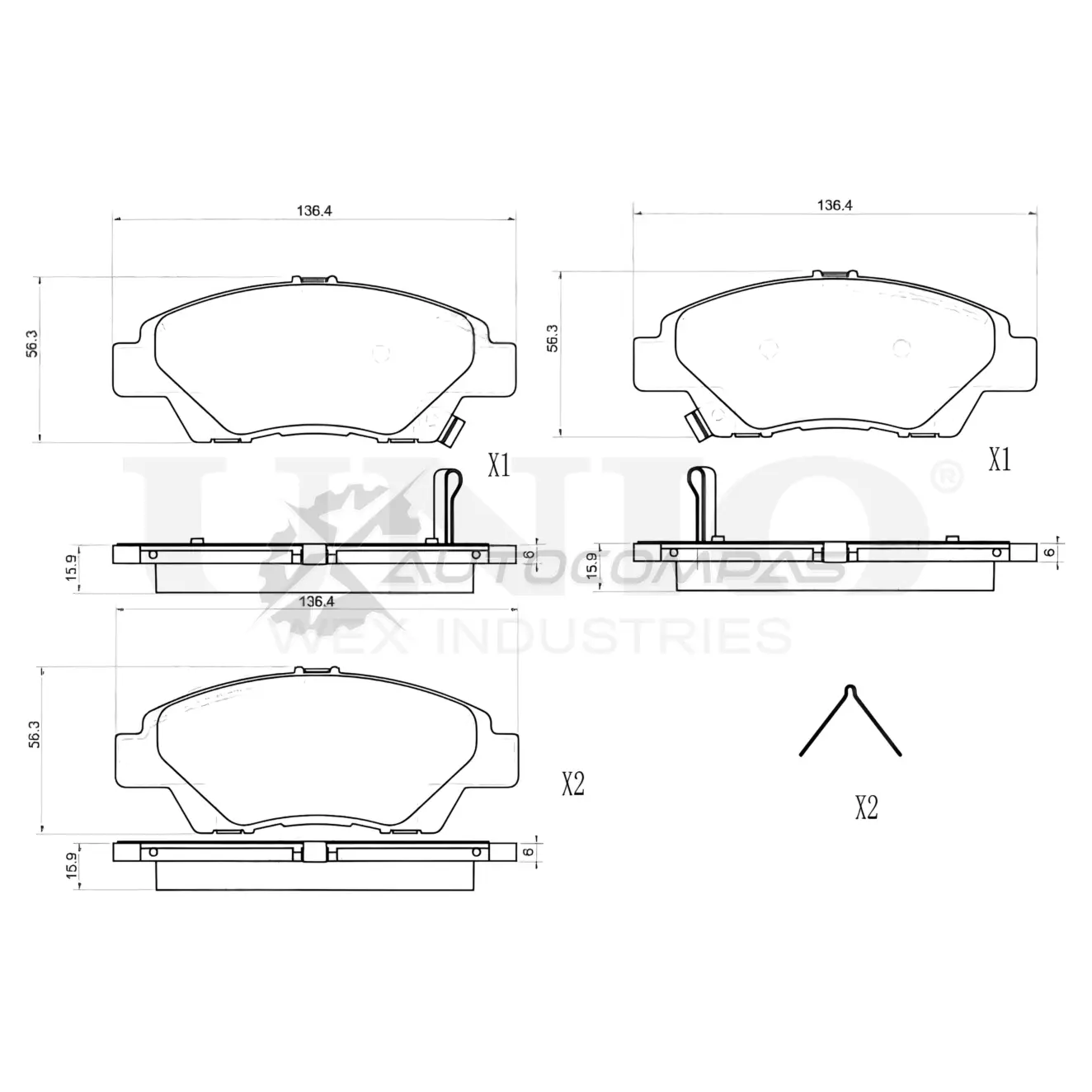 Колодки тормозные дисковые передние UNIO 1441314942 1JH IW63 BRP-20324