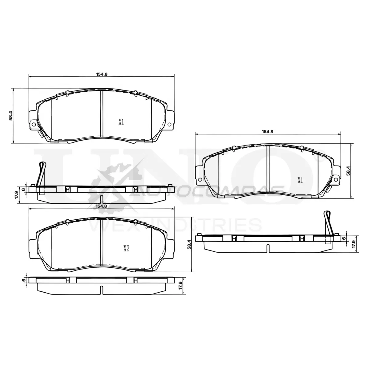 Колодки тормозные дисковые передние UNIO BRP-20269 1441314944 R7 4I6