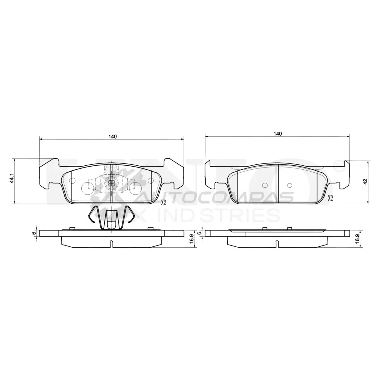 Колодки тормозные дисковые передние UNIO 1441314947 BRP-20299 QT HVED