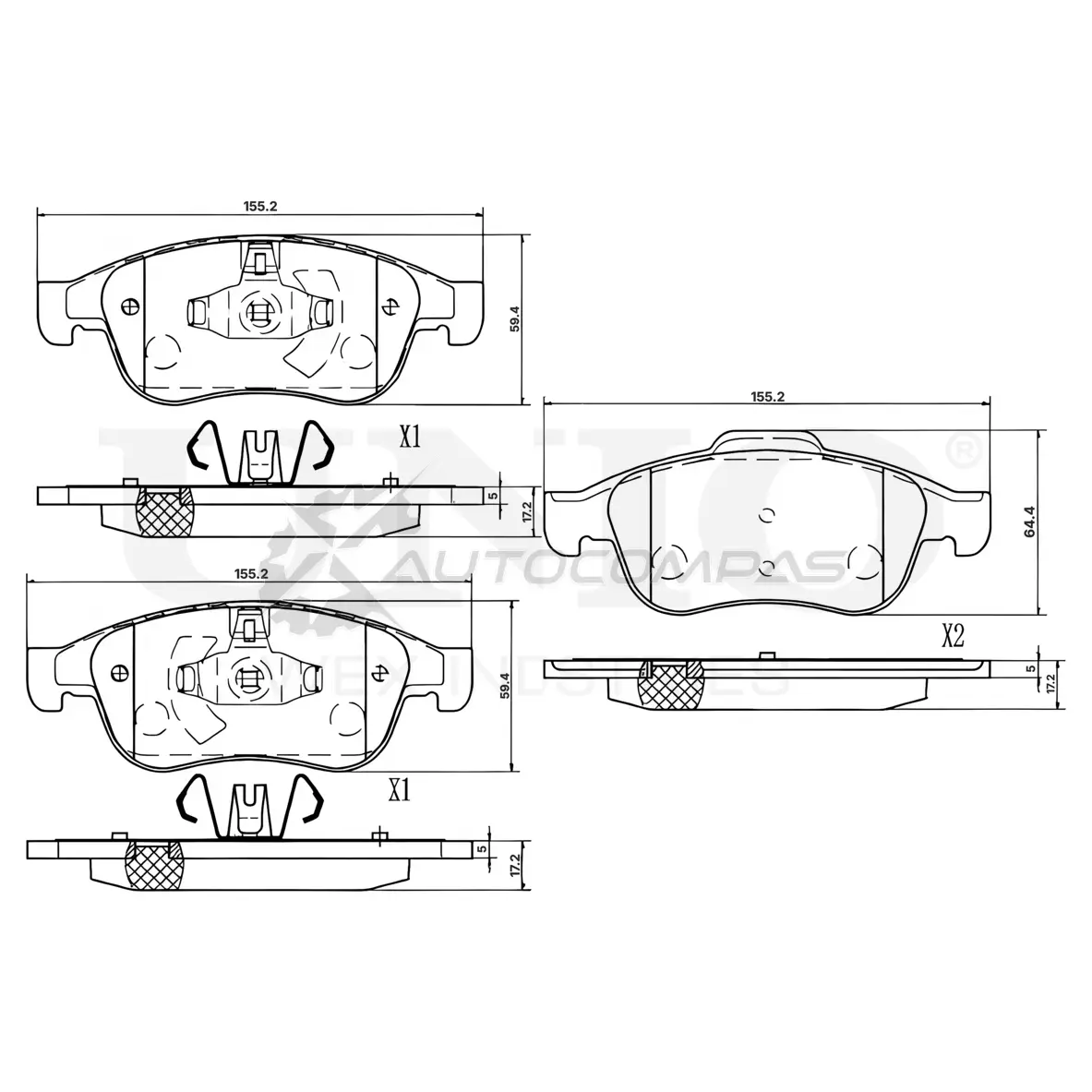 Колодки тормозные дисковые передние UNIO M571U KD 1441314949 BRP-20392