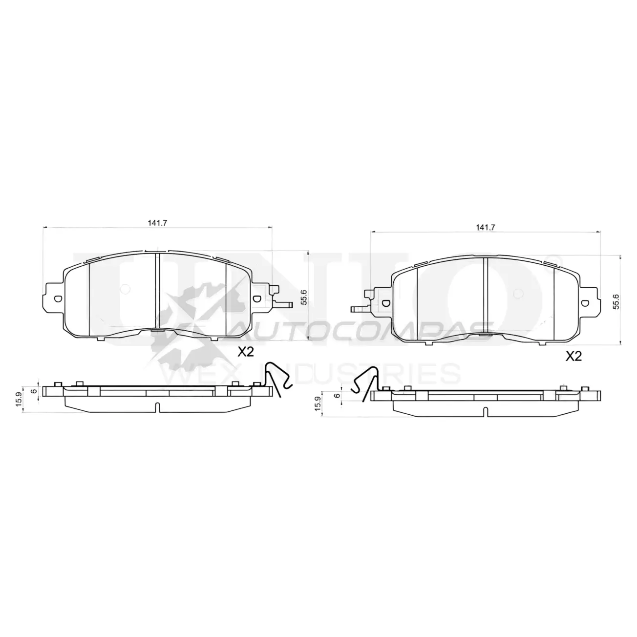Колодки тормозные дисковые передние UNIO 1441314951 A5RN W BRP-20457
