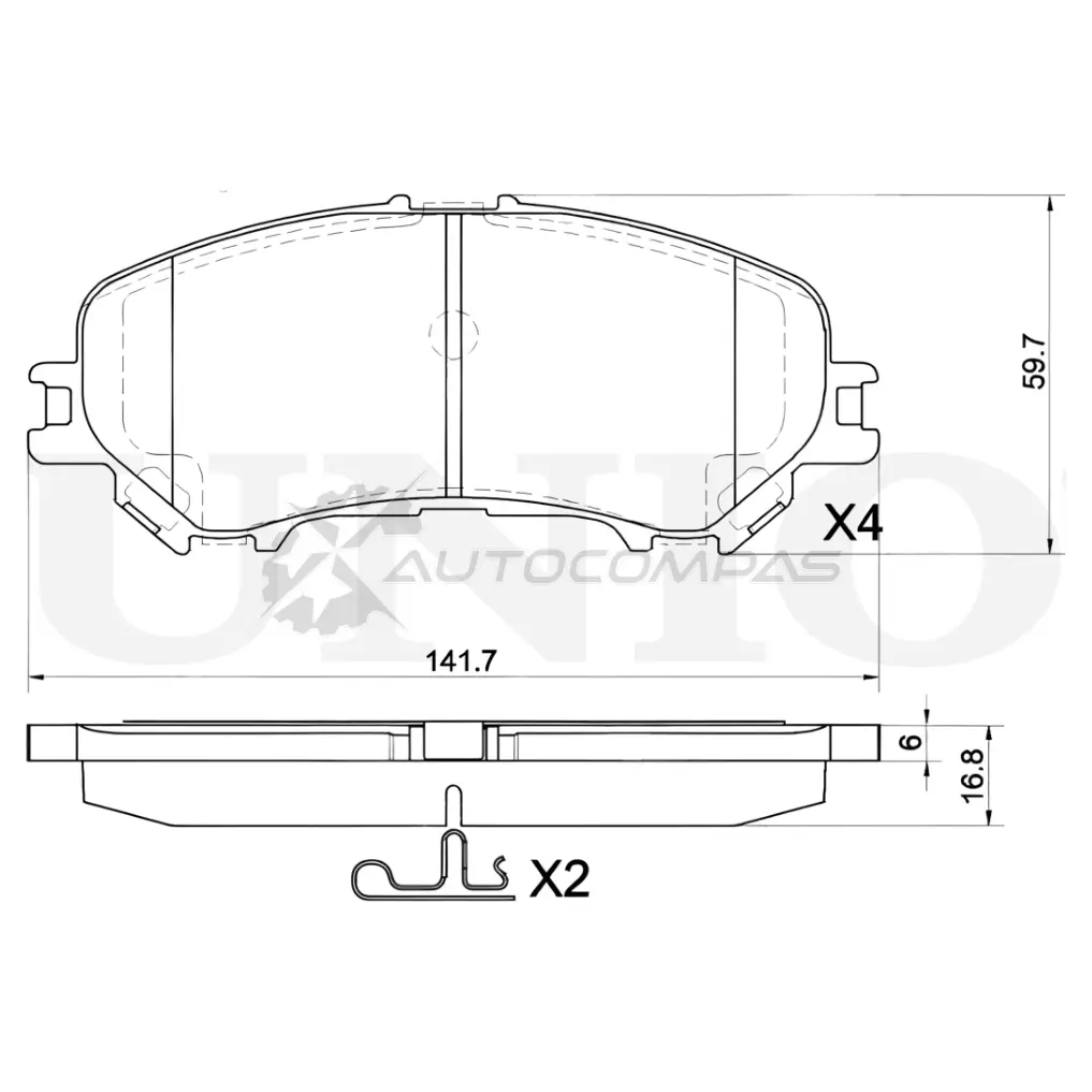 Колодки тормозные дисковые передние UNIO BRP-20451 Y HZLD 1441314952