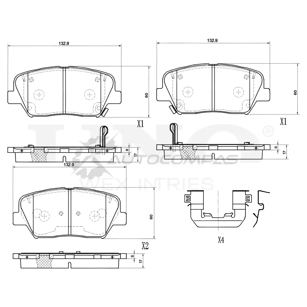 Колодки тормозные дисковые передние UNIO BRP-20037 1441314955 D7 7AJ