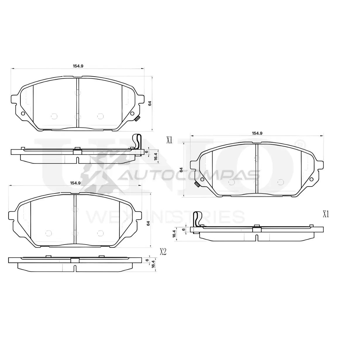 Колодки тормозные дисковые передние UNIO BRP-20351 UC2B 86E 1441314958