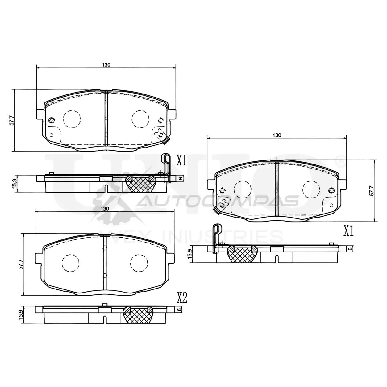 Колодки тормозные дисковые передние UNIO BRP-20241 1441314966 CJAX F