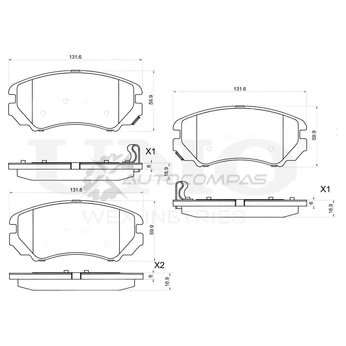 Колодки тормозные дисковые передние UNIO Y2ABI B BRP-20249 1441314967