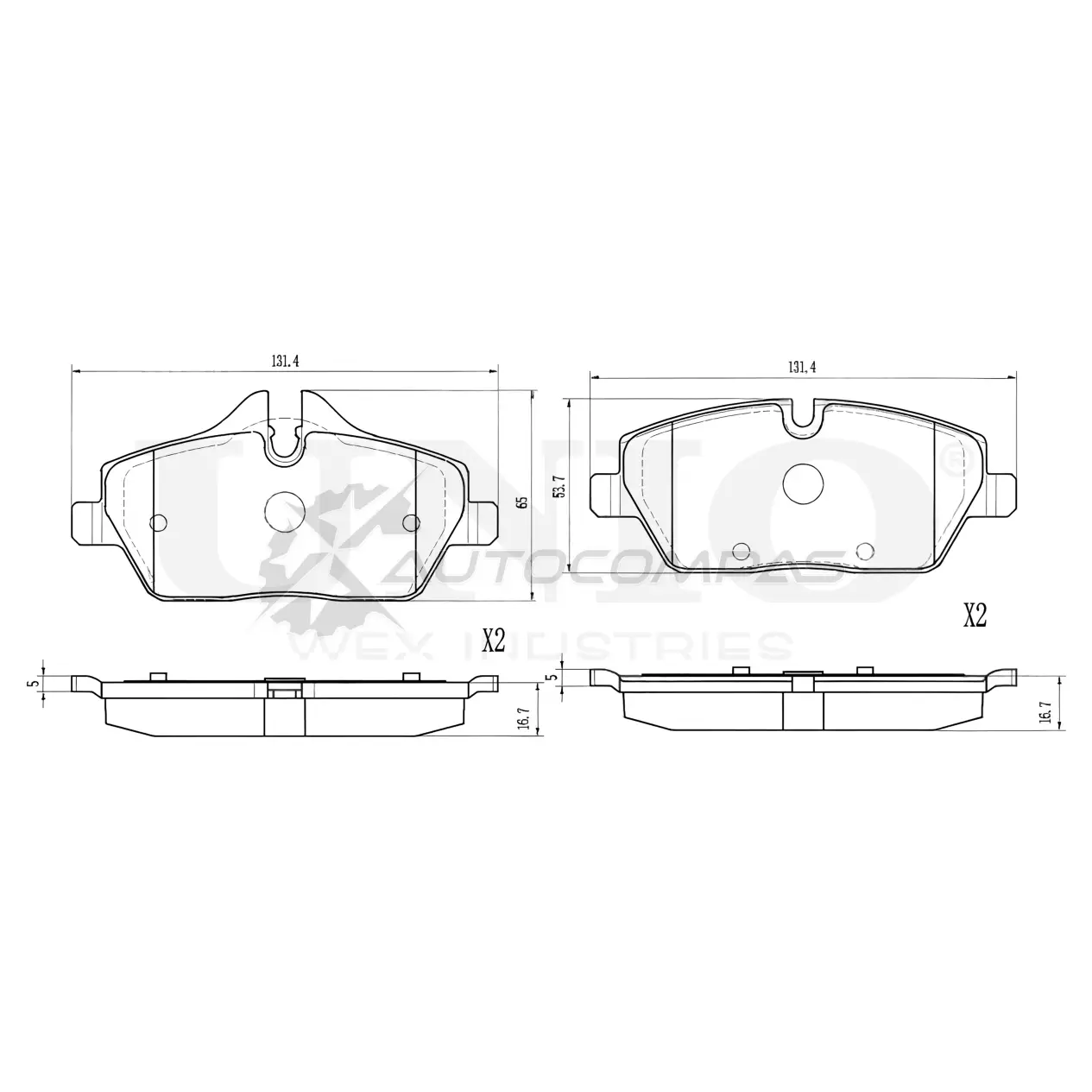 Колодки тормозные дисковые передние UNIO BRP-20015 1441314975 8 UJD0