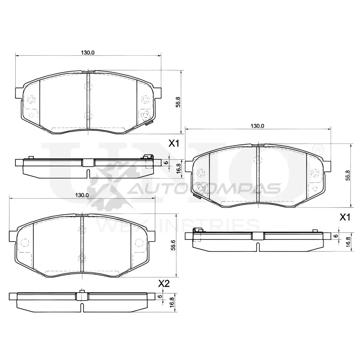 Колодки тормозные дисковые передние UNIO 1441314981 BRP-20401 NUA1R G