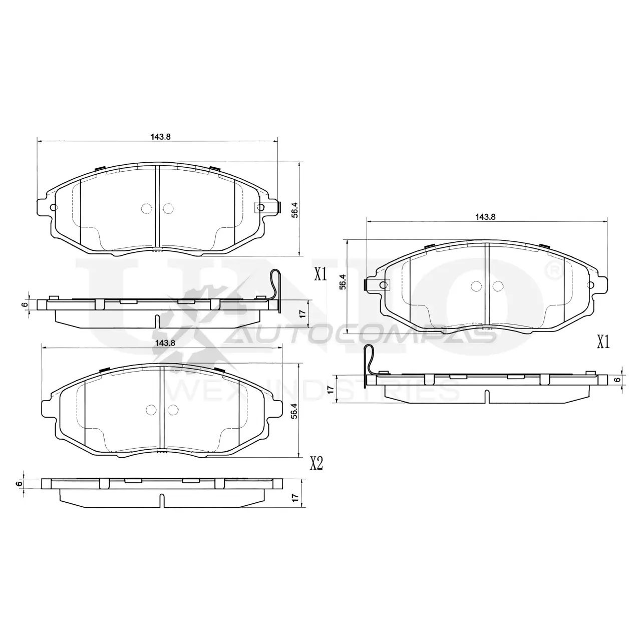 Колодки тормозные дисковые передние UNIO 1441314992 IH0PM 2S BRP-20147