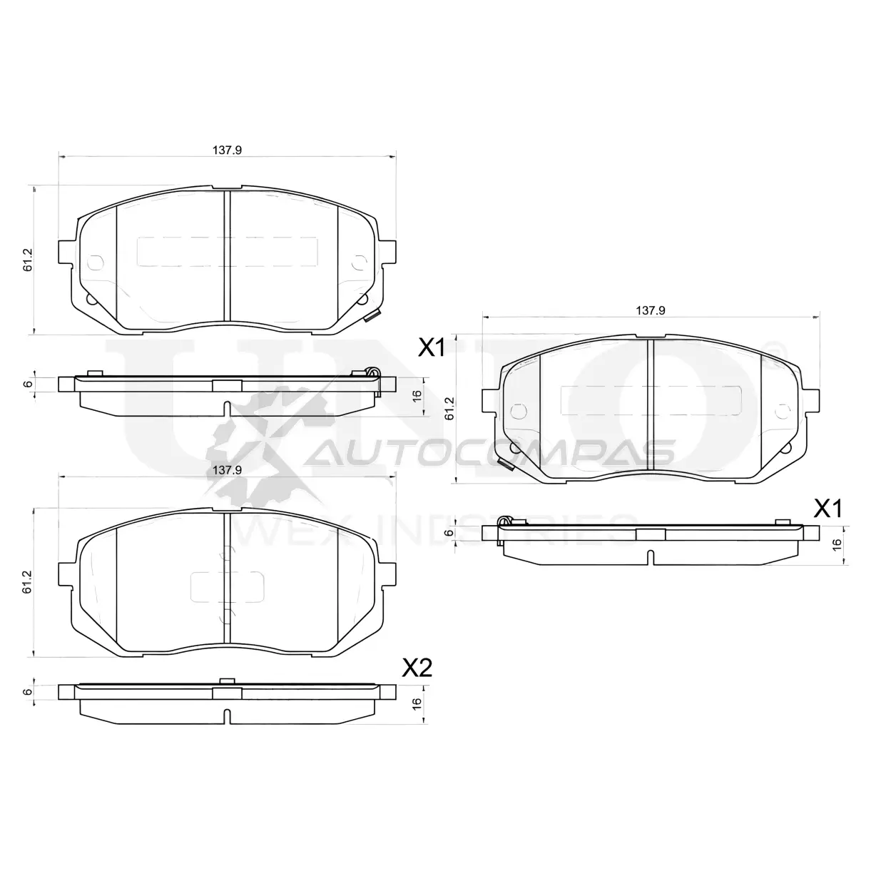 Колодки тормозные дисковые передние UNIO 1441314993 ZRI6 S BRP-20222