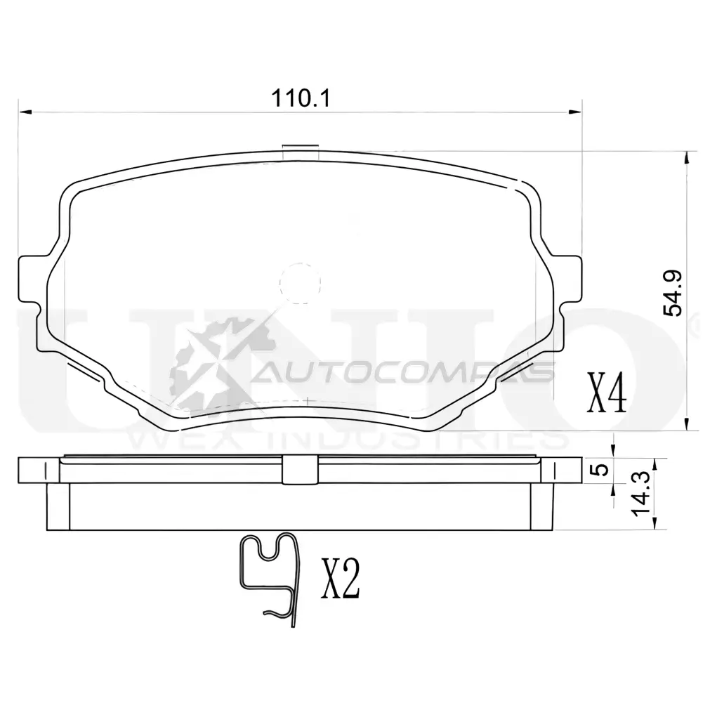 Колодки тормозные дисковые передние UNIO 5CU 10 BRP-20376 1441314996