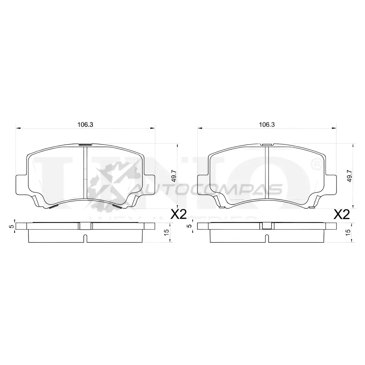 Колодки тормозные дисковые передние UNIO BRP-20349 OE ACF5 1441315003 изображение 0