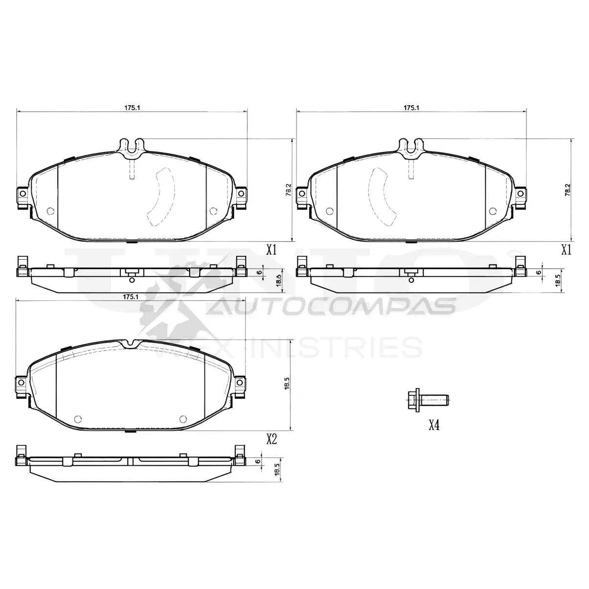 Колодки тормозные дисковые передние UNIO KM1 FG 1441315008 BRP-20469