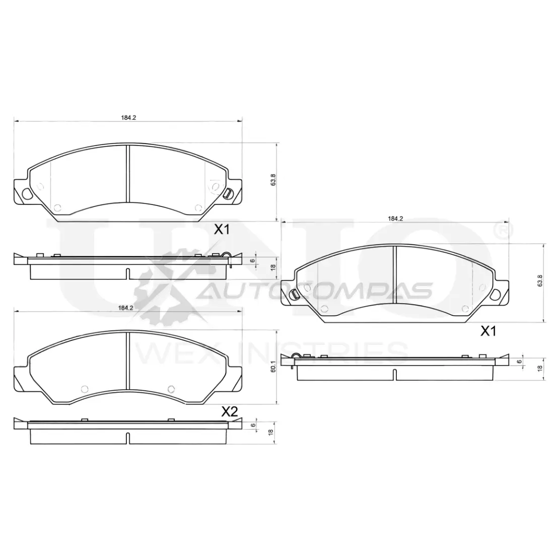 Колодки тормозные дисковые передние UNIO GU 8NV4I BRP-20313 1441315013