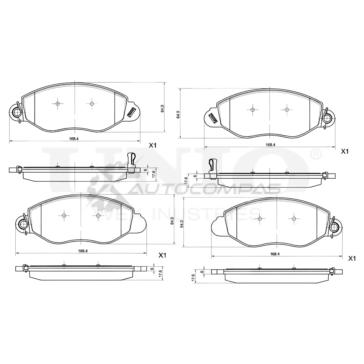 Колодки тормозные дисковые передние UNIO 1441315017 BRP-20418 CB ZAHF