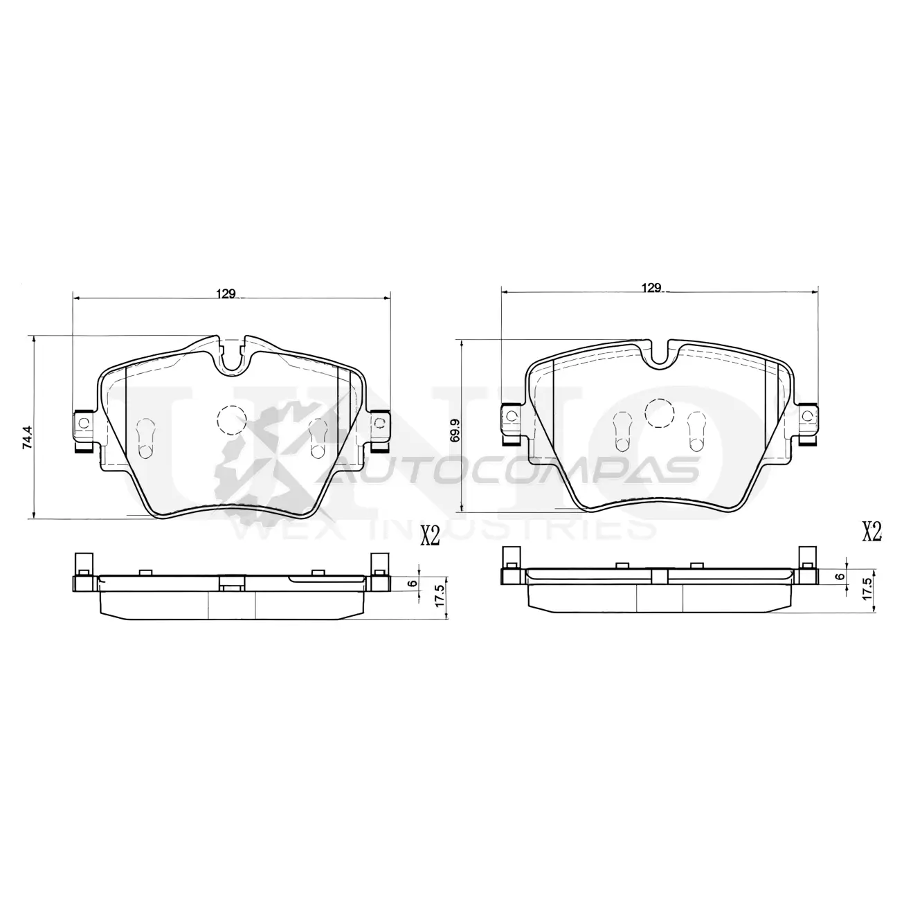 Колодки тормозные дисковые передние UNIO 1441315022 MV8J SKP BRP-20208