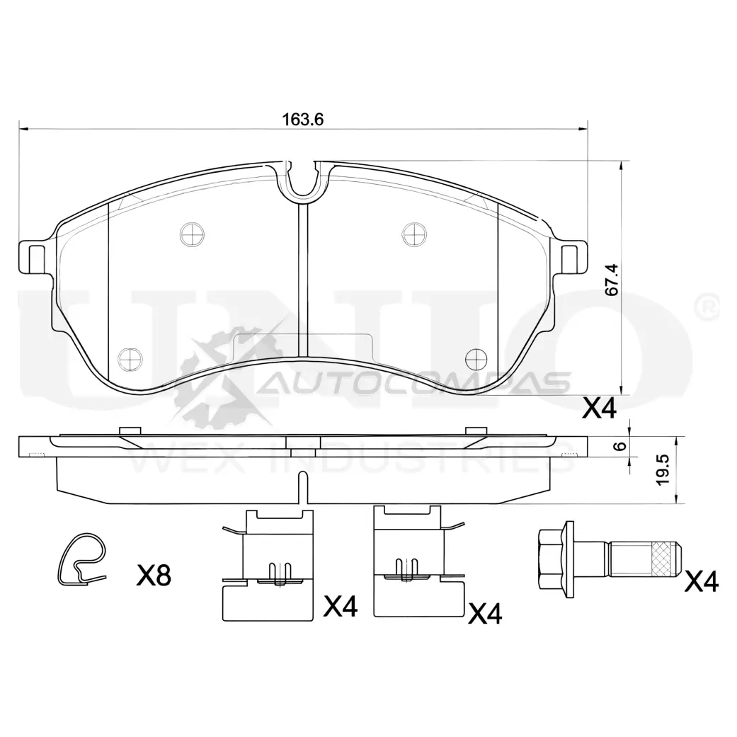 Колодки тормозные дисковые передние UNIO BRP-20258 1441315036 OQ02 O1