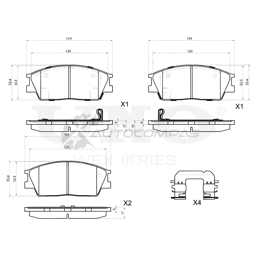 Колодки тормозные дисковые передние UNIO BRP-20127 UP2 EWQ 1441315037
