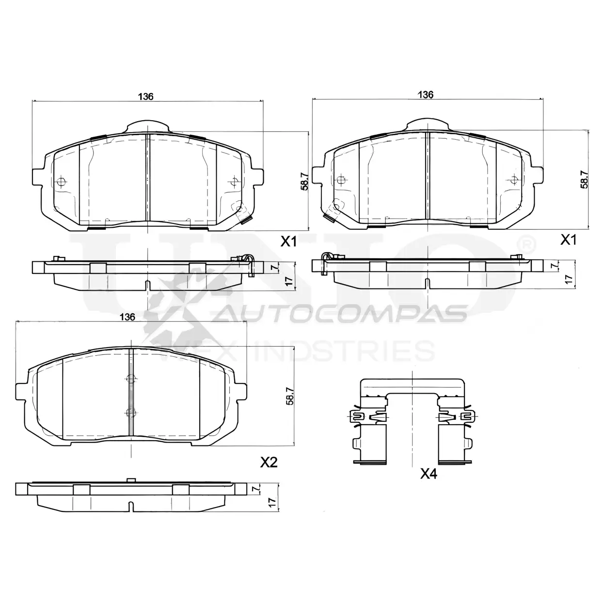 Колодки тормозные дисковые передние UNIO U10 3L BRP-20133 1441315038