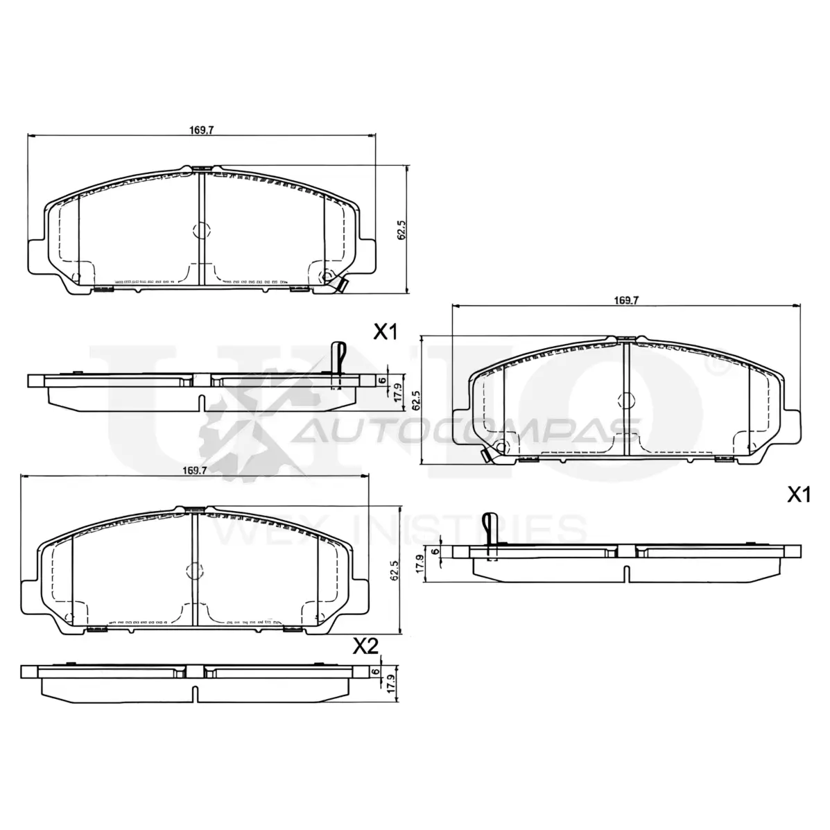 Колодки тормозные дисковые передние UNIO 1441315046 BRP-20367 C8 VLB0
