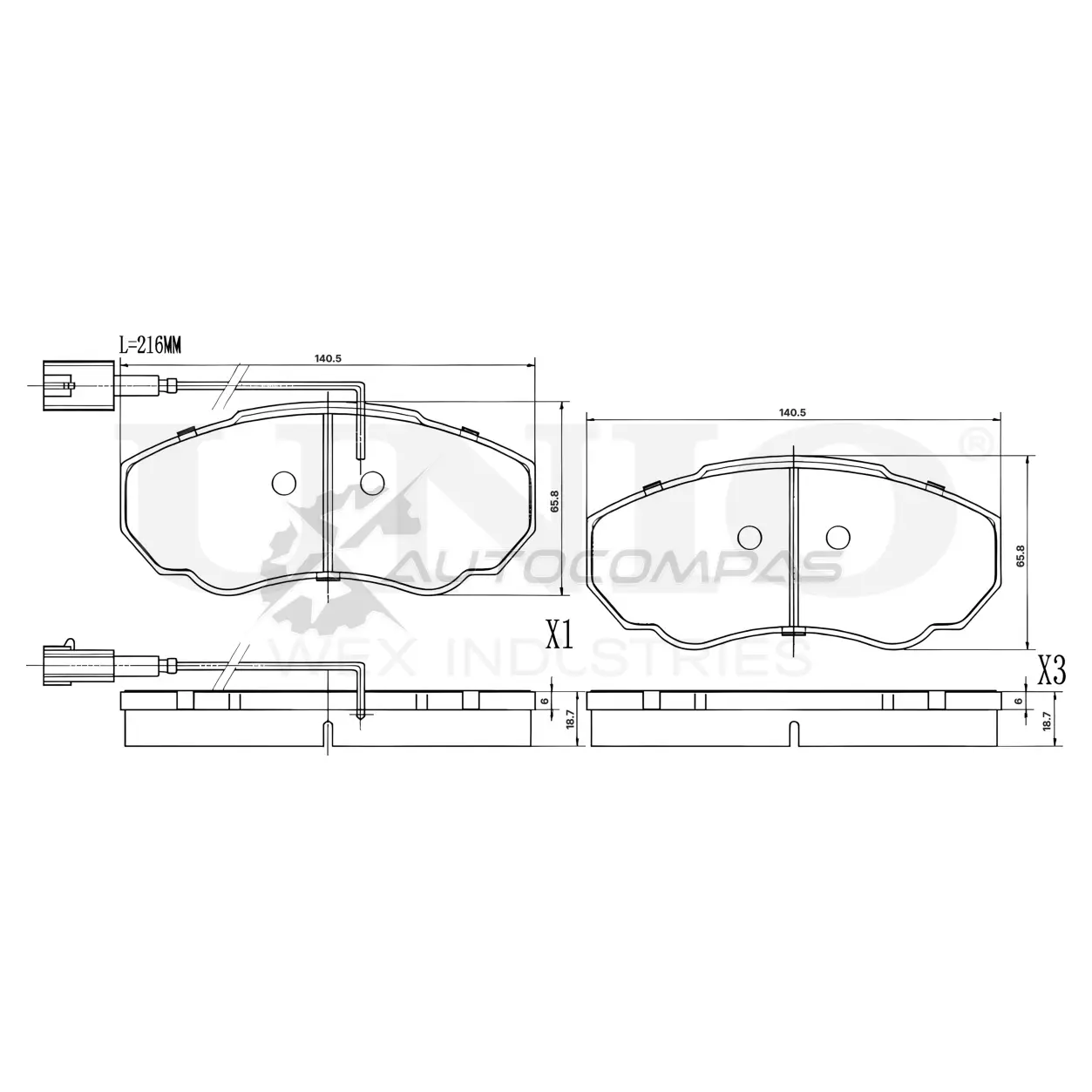 Колодки тормозные дисковые передние с датчиком UNIO 1441315079 Z5 Z9W BRP-20187 изображение 0