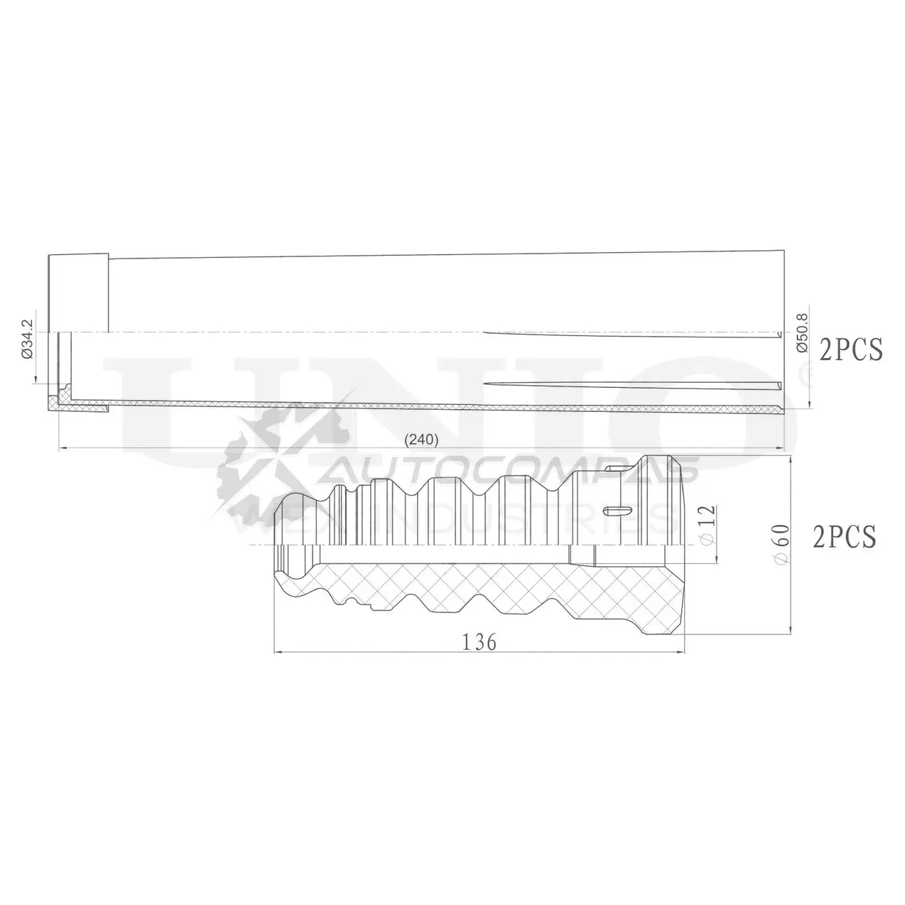 Комплект пыльник и отбойник (2 шт.) UNIO DUC-50011 6XRH E 1441315091