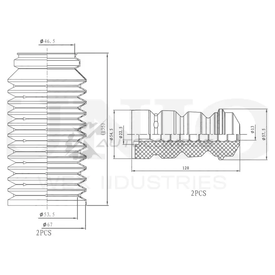 Комплект пыльник и отбойник (2 шт.) UNIO 1441315119 DUC-50053 6YS 8AJG